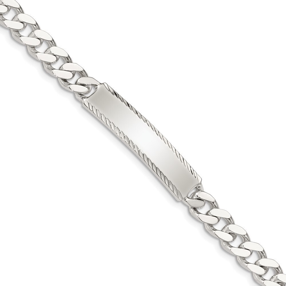 Kazi Luxury Sterling Silver Diamond-cut Engraveable Curb Link ID Bracelet